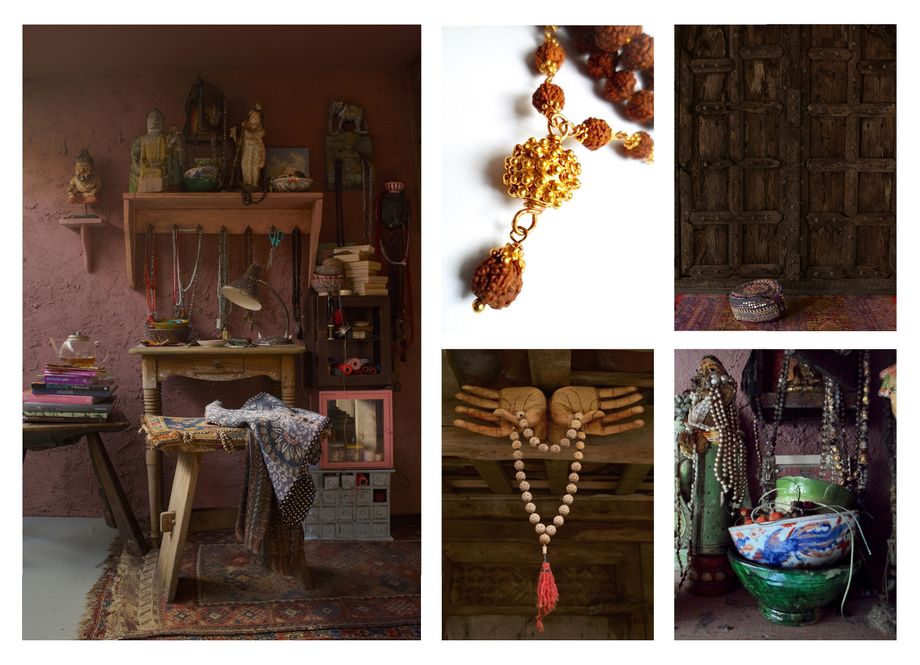 ..de unieke sfeervolle workshopruimte met antieke Indiase en Indonesische bouw elementen..